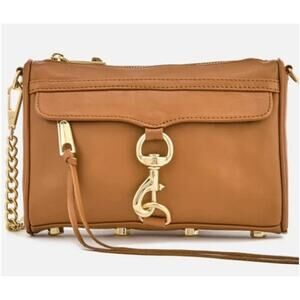 Rebecca Minkoff Mini Mac Leather Crossbody Almond Cognac NEW
